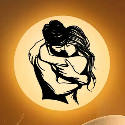 Sensual Couple Hugging Metal Wall Art - Modern Iron Silhouette - FranksFunkyStuff