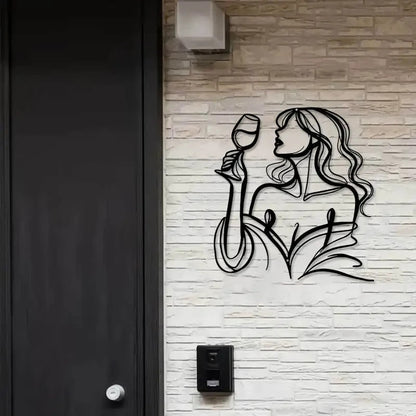 SEXY FEMALE Metal Silhouette With Wine Glass - FranksFunkyStuff