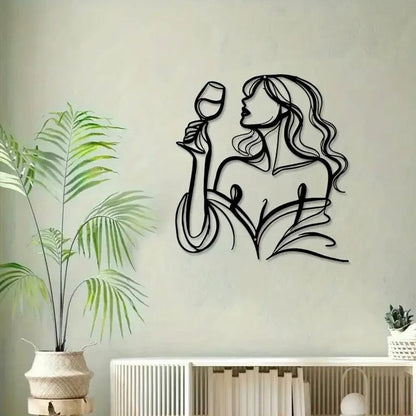 SEXY FEMALE Metal Silhouette With Wine Glass - FranksFunkyStuff