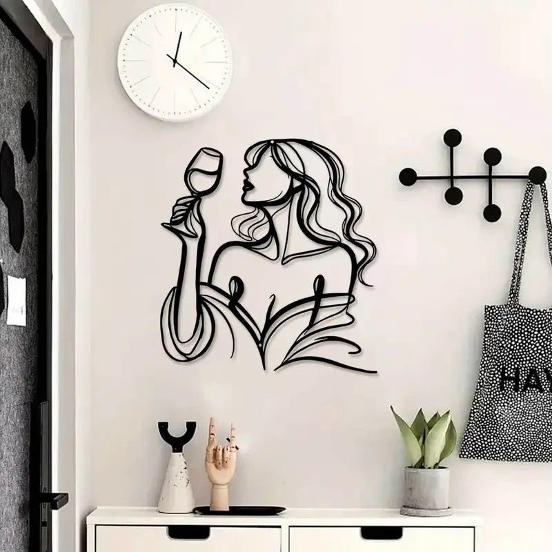 SEXY FEMALE Metal Silhouette With Wine Glass - FranksFunkyStuff