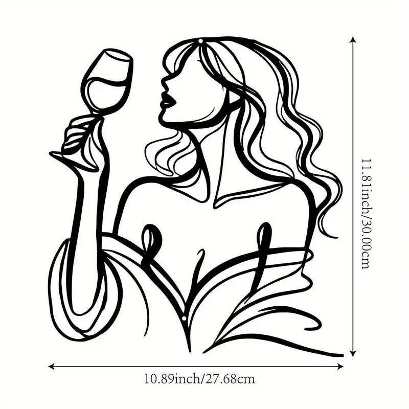 SEXY FEMALE Metal Silhouette With Wine Glass - FranksFunkyStuff
