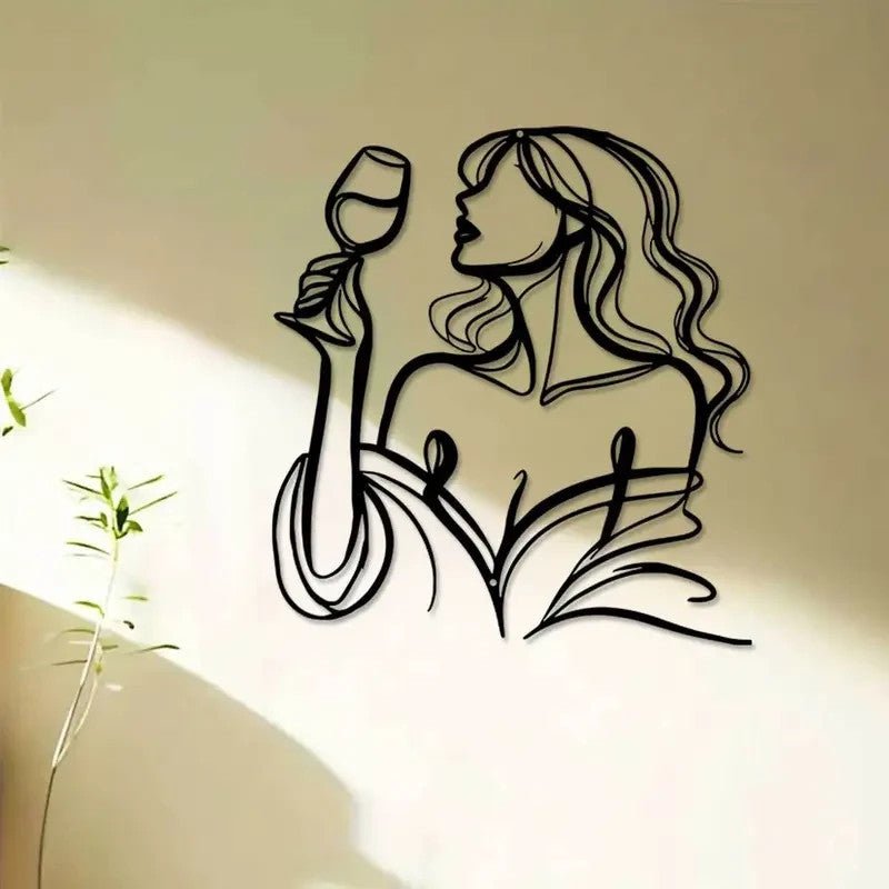 SEXY FEMALE Metal Silhouette With Wine Glass - FranksFunkyStuff