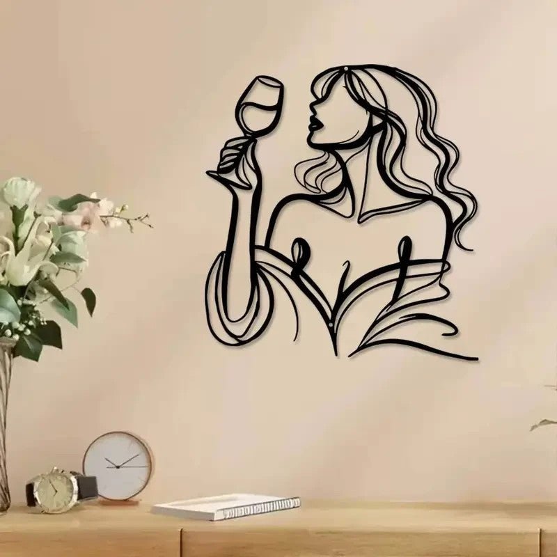 SEXY FEMALE Metal Silhouette With Wine Glass - FranksFunkyStuff