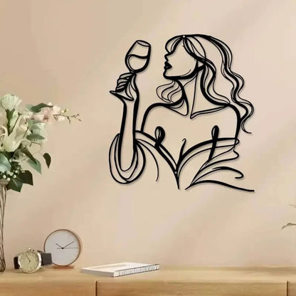 SEXY FEMALE Metal Silhouette With Wine Glass - FranksFunkyStuff