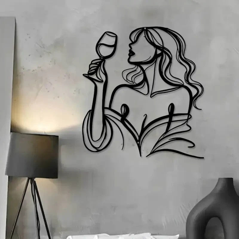 SEXY FEMALE Metal Silhouette With Wine Glass - FranksFunkyStuff