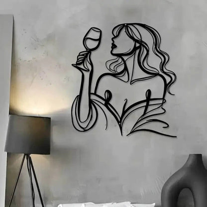 SEXY FEMALE Metal Silhouette With Wine Glass - FranksFunkyStuff