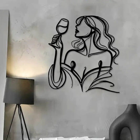 SEXY FEMALE Metal Silhouette With Wine Glass - FranksFunkyStuff