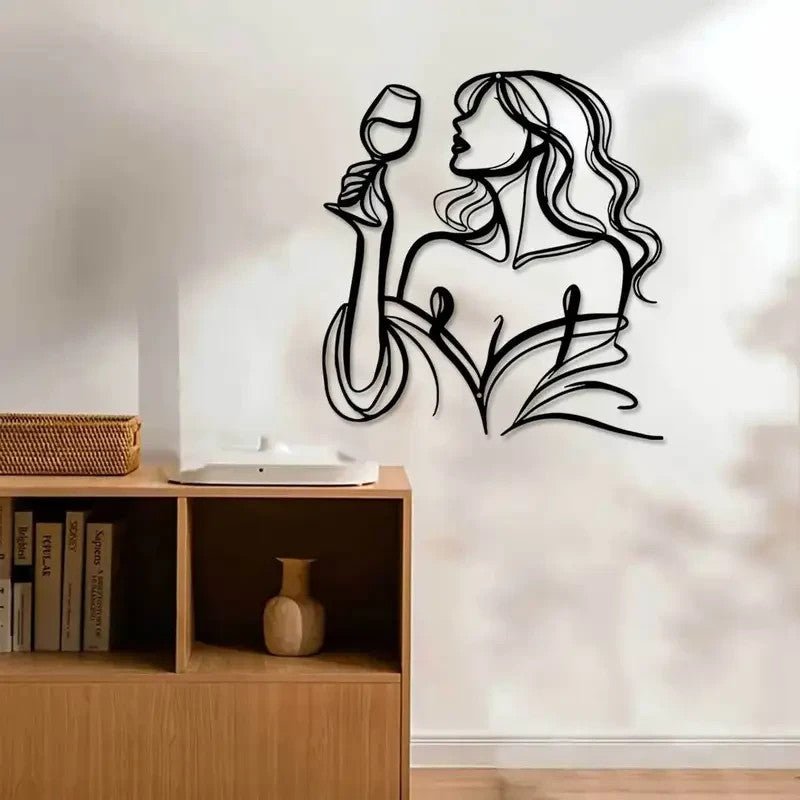 SEXY FEMALE Metal Silhouette With Wine Glass - FranksFunkyStuff