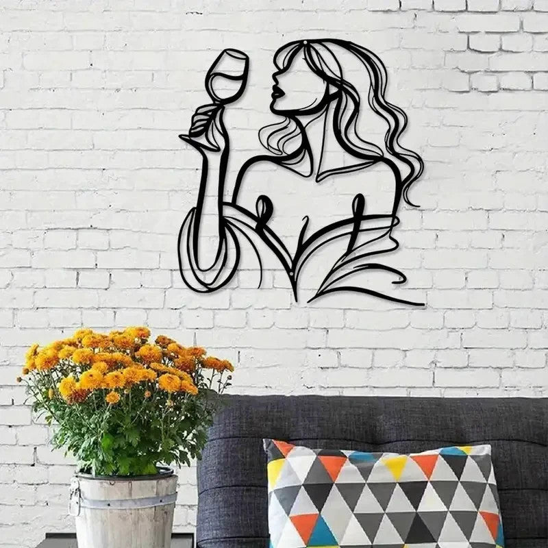 SEXY FEMALE Metal Silhouette With Wine Glass - FranksFunkyStuff