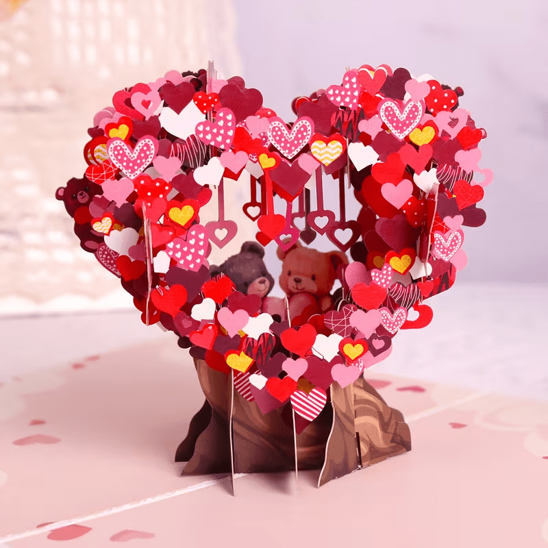 Valentine'S Day 3D Pop - Up Card with Heart - Shaped Balloons & Two Bears - FranksFunkyStuff