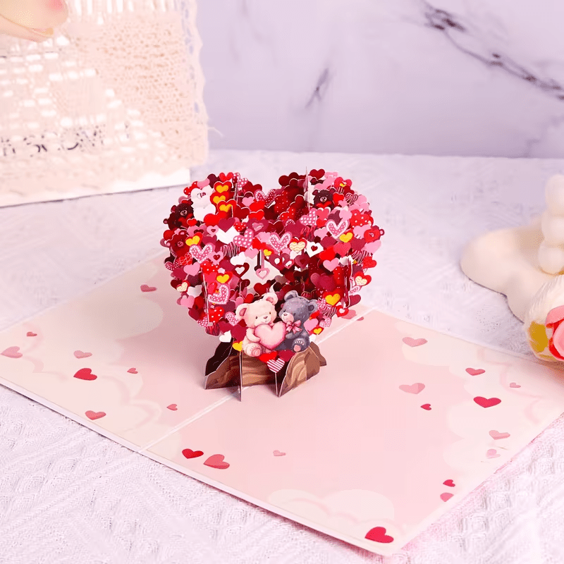 Valentine'S Day 3D Pop - Up Card with Heart - Shaped Balloons & Two Bears - FranksFunkyStuff