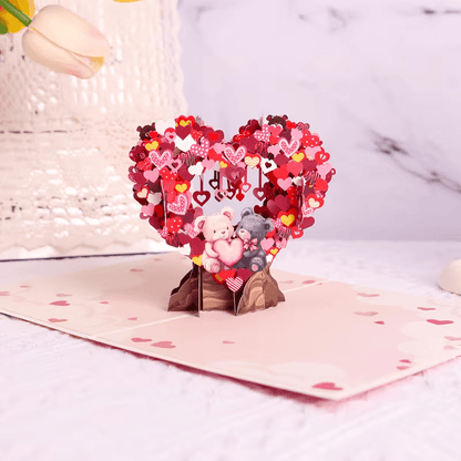 Valentine'S Day 3D Pop - Up Card with Heart - Shaped Balloons & Two Bears - FranksFunkyStuff