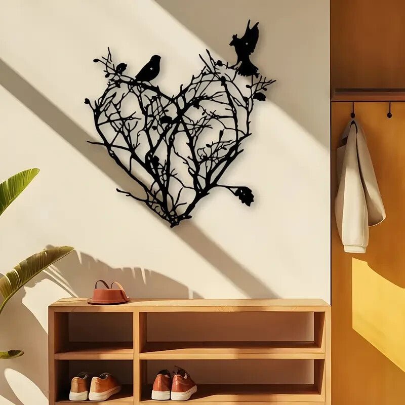 Valentines Heart 1pc Tree of Life Hearts and Birds METAL Wall Art - FranksFunkyStuff