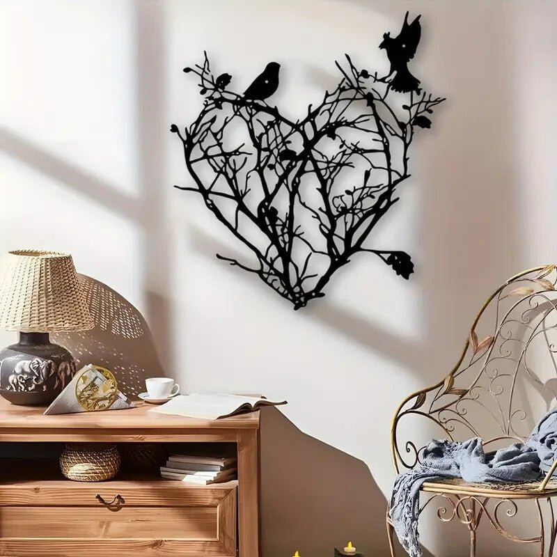 Valentines Heart 1pc Tree of Life Hearts and Birds METAL Wall Art - FranksFunkyStuff