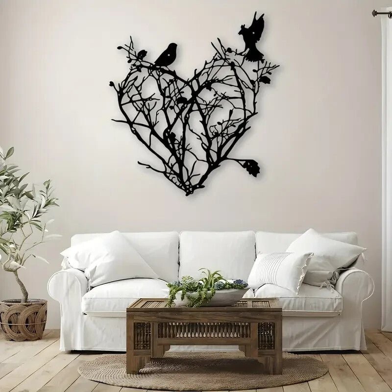 Valentines Heart 1pc Tree of Life Hearts and Birds METAL Wall Art - FranksFunkyStuff