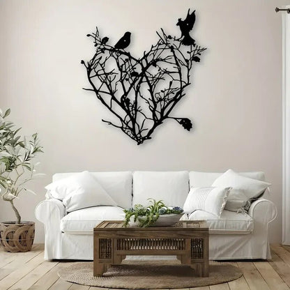 Valentines Heart 1pc Tree of Life Hearts and Birds METAL Wall Art - FranksFunkyStuff