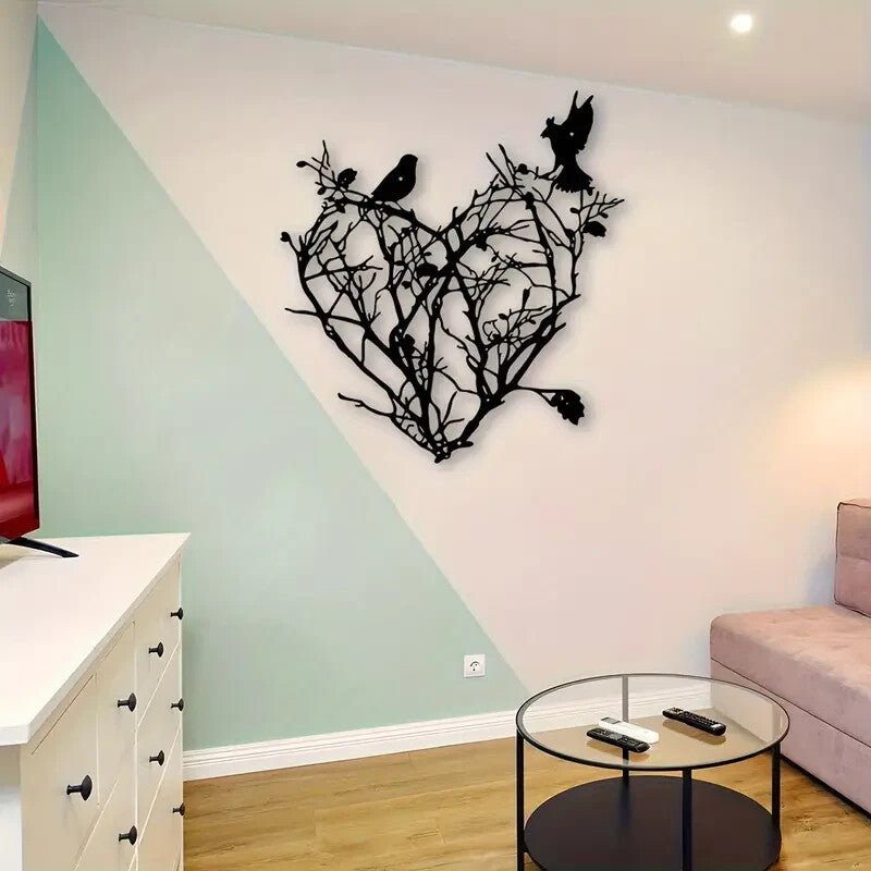 Valentines Heart 1pc Tree of Life Hearts and Birds METAL Wall Art - FranksFunkyStuff