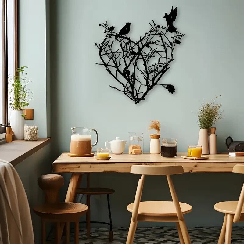 Valentines Heart 1pc Tree of Life Hearts and Birds METAL Wall Art - FranksFunkyStuff