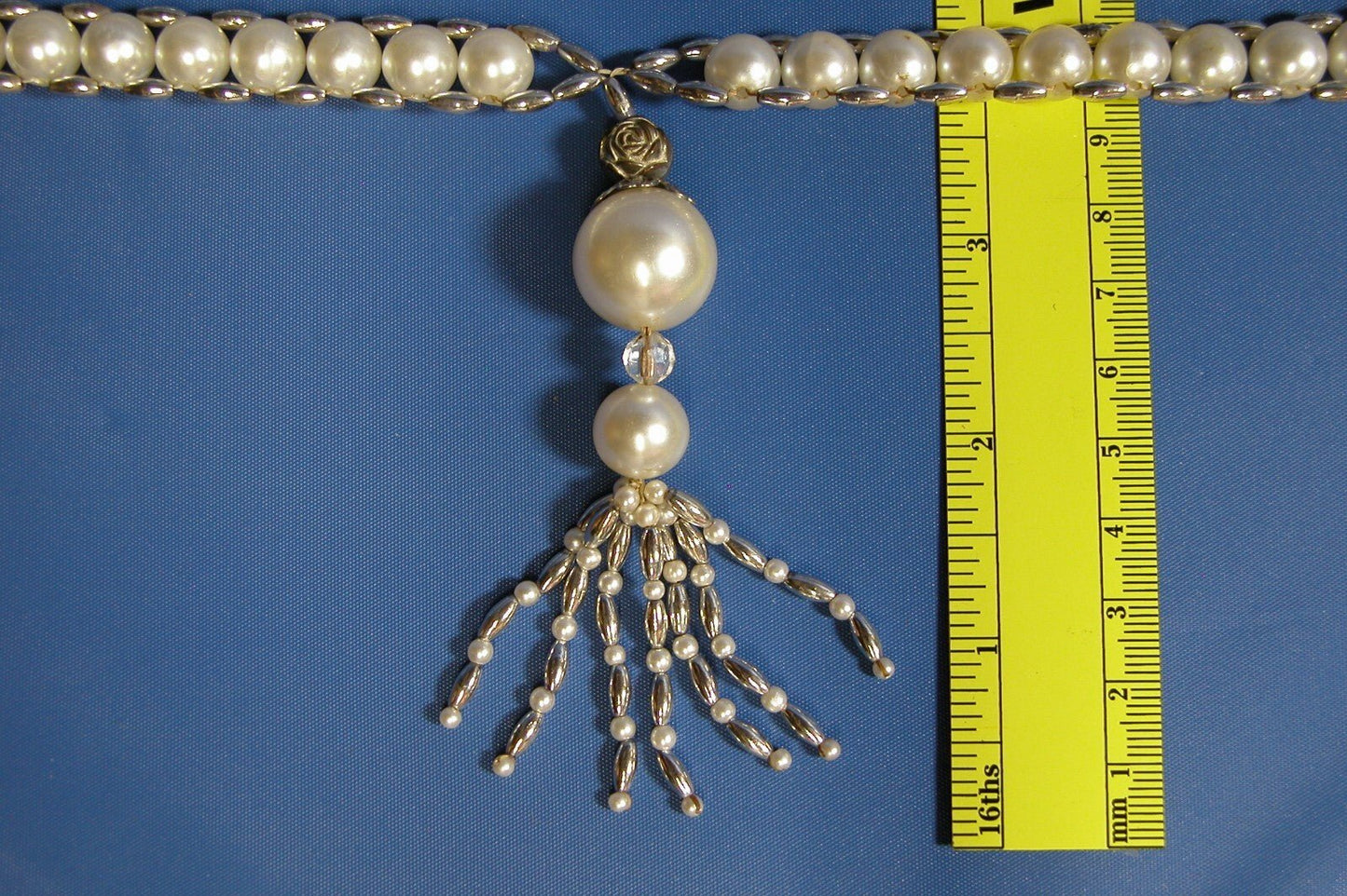 Vintage 1950's Pearl Necklace W/ Pearl and Stone Tassel - FranksFunkyStuff