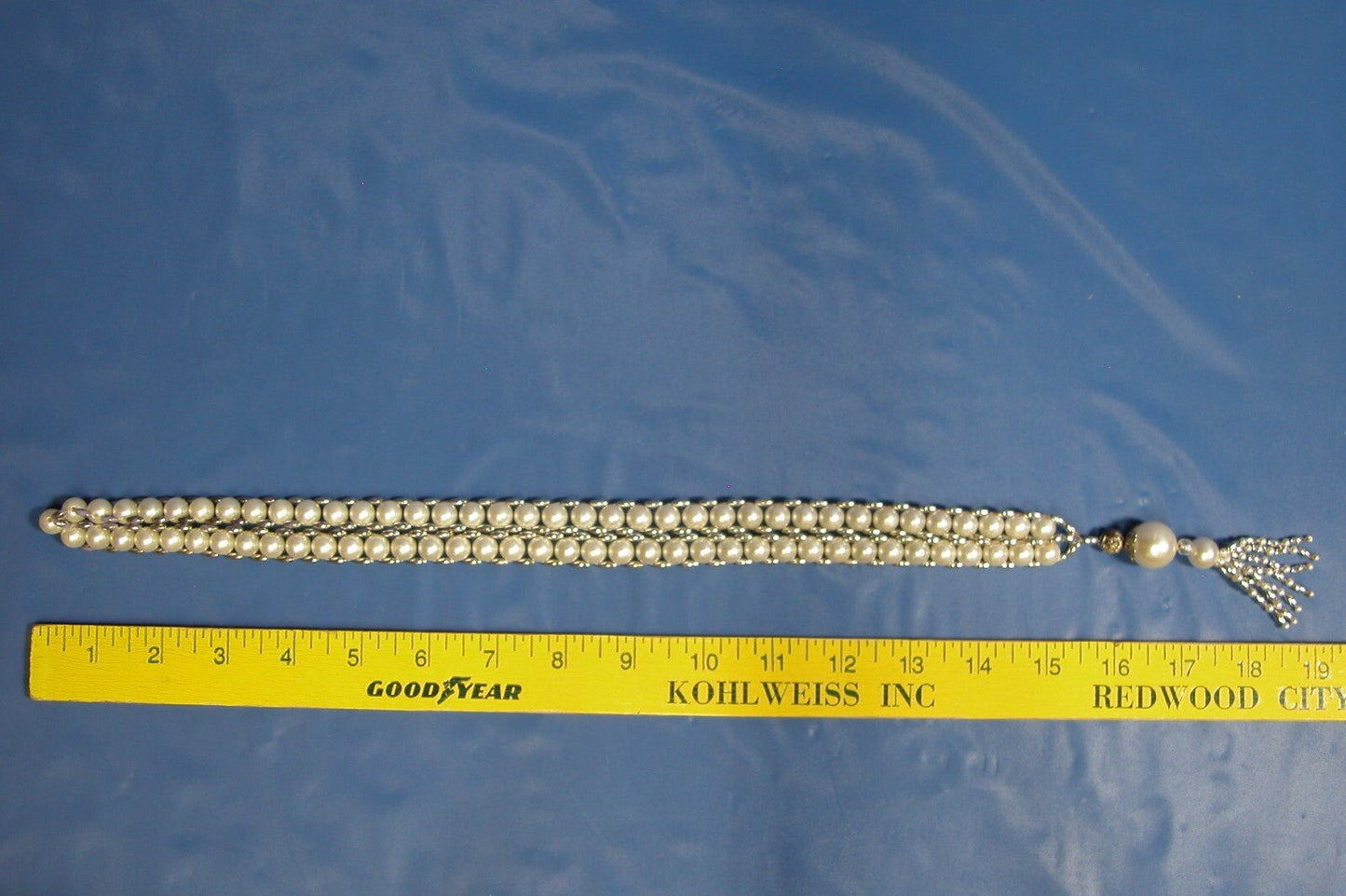 Vintage 1950's Pearl Necklace W/ Pearl and Stone Tassel - FranksFunkyStuff