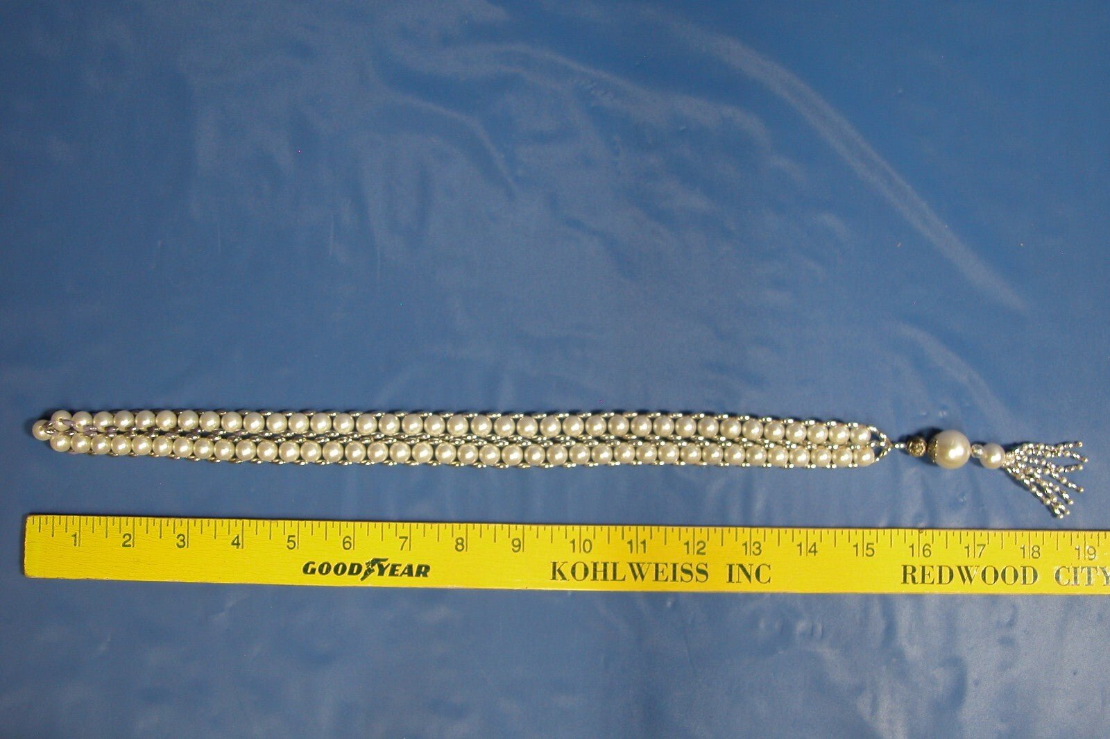 Vintage 1950's Pearl Necklace W/ Pearl and Stone Tassel - FranksFunkyStuff