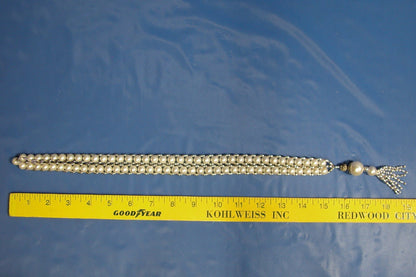 Vintage 1950's Pearl Necklace W/ Pearl and Stone Tassel - FranksFunkyStuff