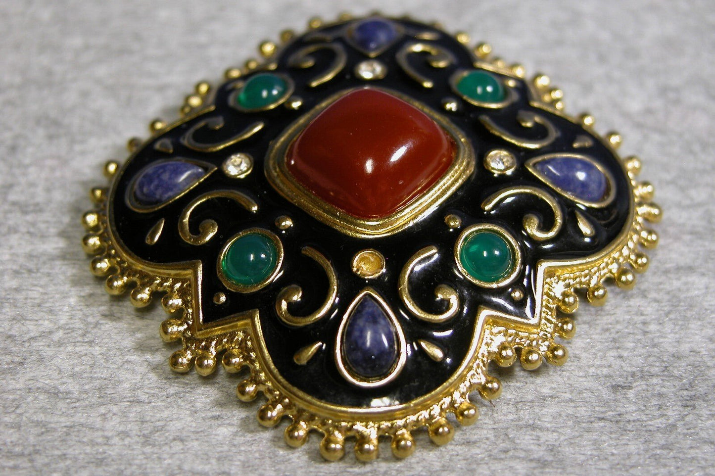 Vintage 1970's Costume Jewelry , Encrusted Brooch - FranksFunkyStuff