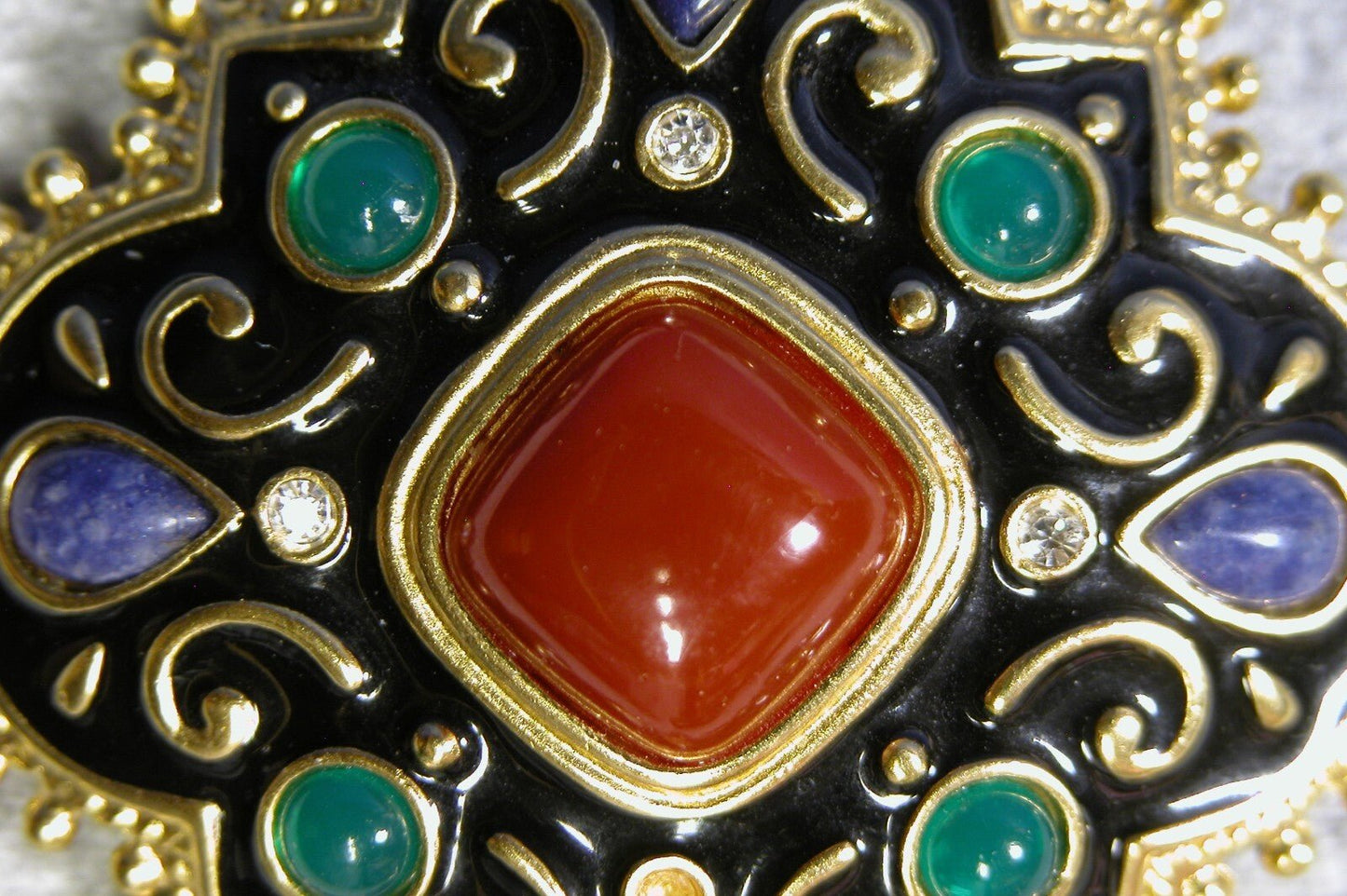 Vintage 1970's Costume Jewelry , Encrusted Brooch - FranksFunkyStuff