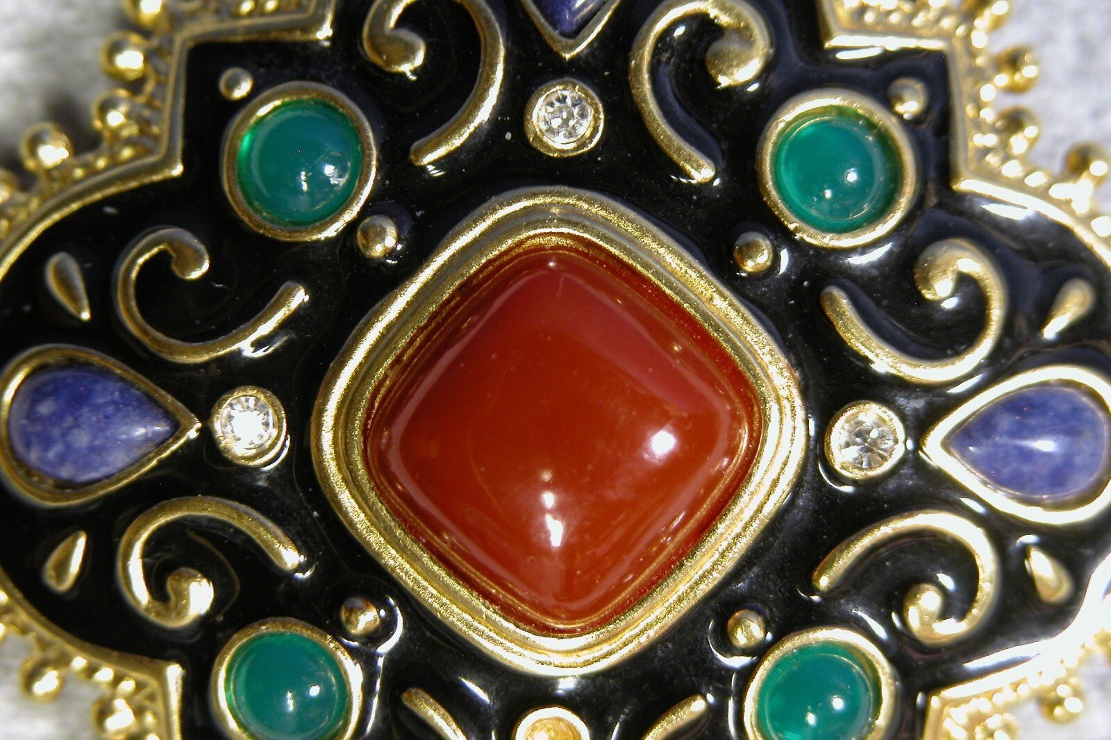 Vintage 1970's Costume Jewelry , Encrusted Brooch - FranksFunkyStuff