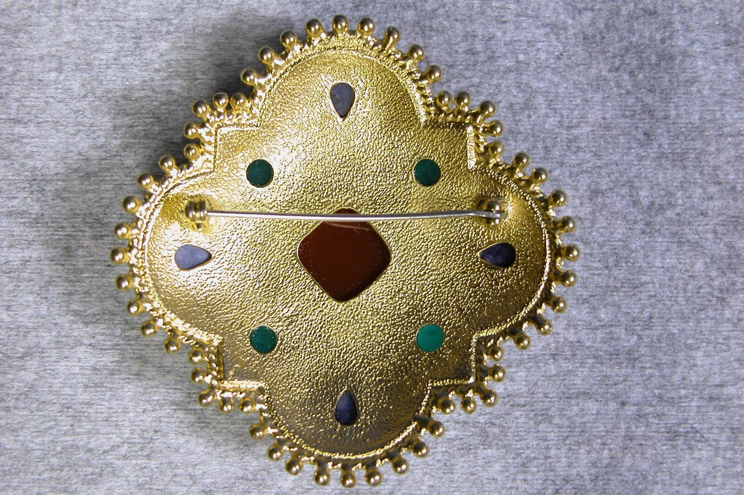 Vintage 1970's Costume Jewelry , Encrusted Brooch - FranksFunkyStuff