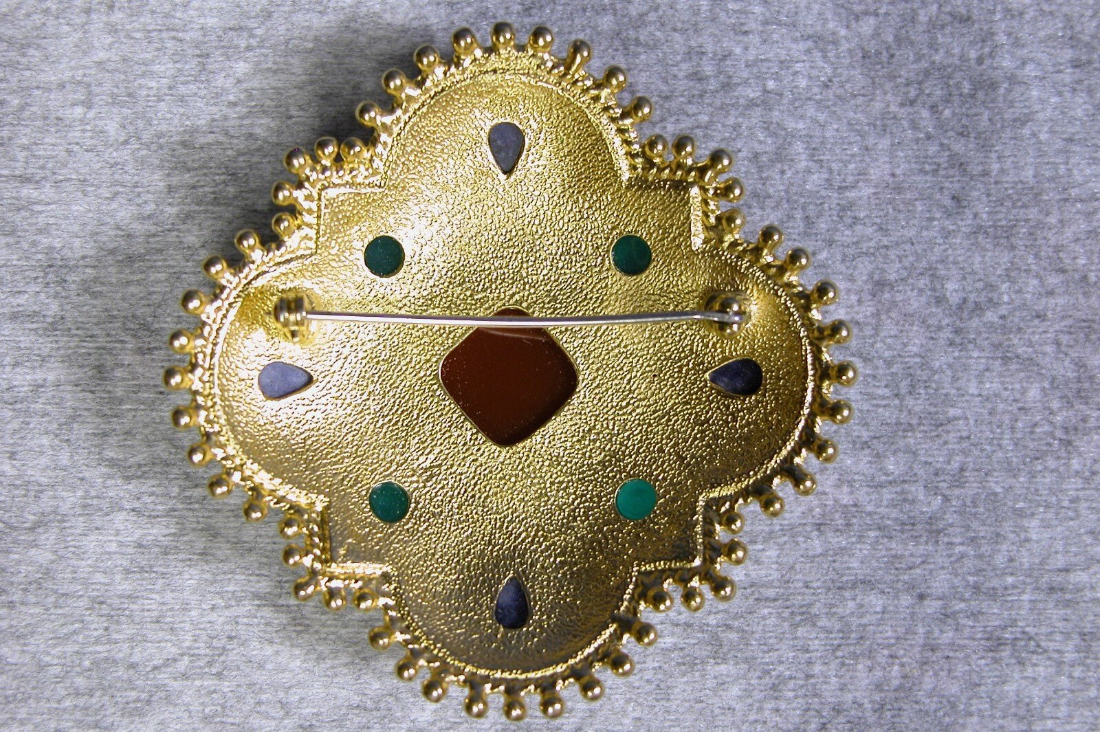 Vintage 1970's Costume Jewelry , Encrusted Brooch - FranksFunkyStuff