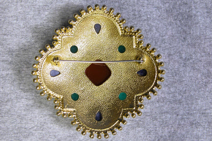 Vintage 1970's Costume Jewelry , Encrusted Brooch - FranksFunkyStuff