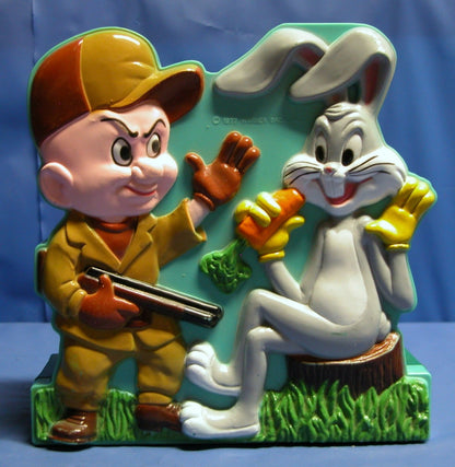 Vintage 1977 Warner Bros Bugs Bunny Elmer Fudd Talking Bank - FranksFunkyStuff