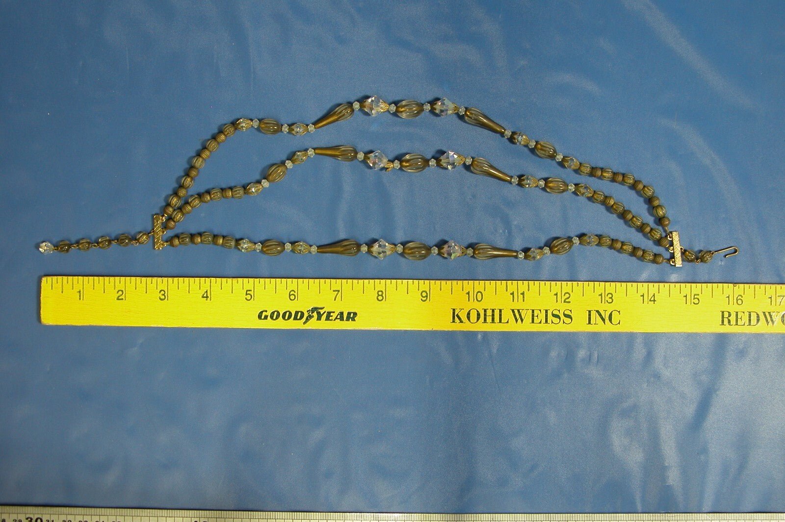 Vintage Costume Jewelry 1950's Tri Strand Necklace and Earring Set - FranksFunkyStuff
