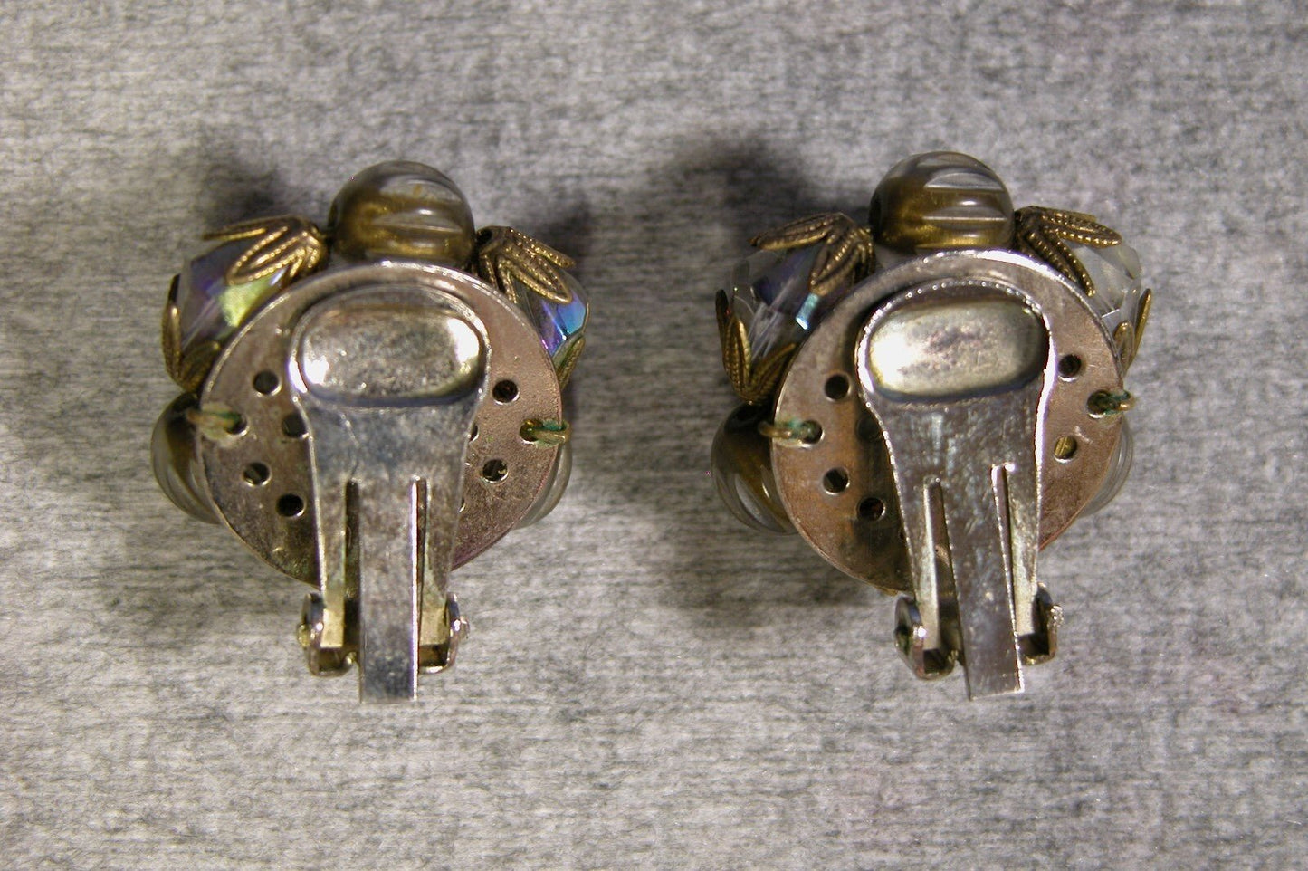 Vintage Costume Jewelry 1950's Tri Strand Necklace and Earring Set - FranksFunkyStuff