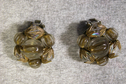 Vintage Costume Jewelry 1950's Tri Strand Necklace and Earring Set - FranksFunkyStuff