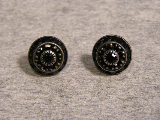 Vintage Ear Ring Studs with Black stones - FranksFunkyStuff