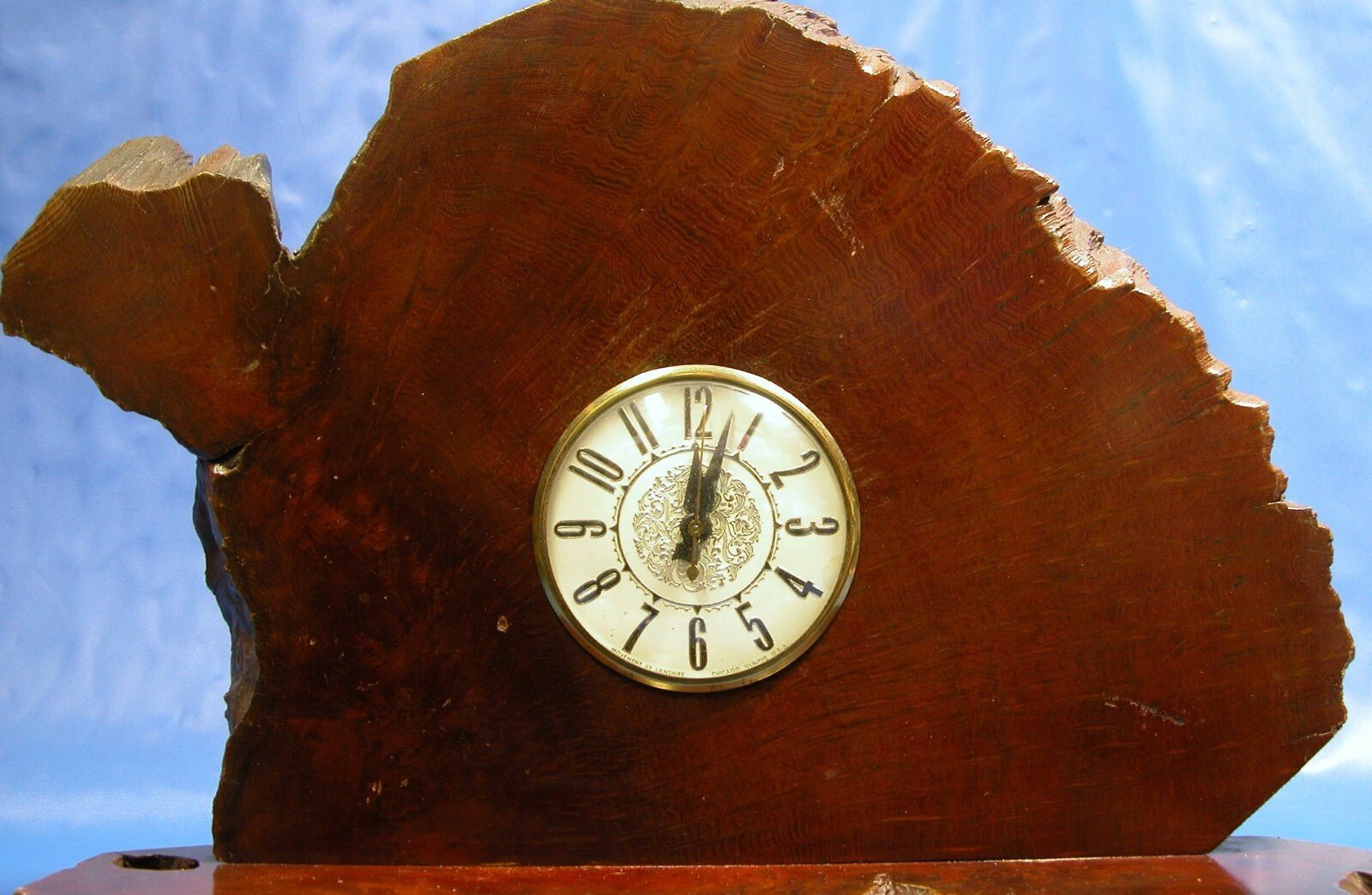 Vintage Lanshire Model t4 California Redwood Mantel Electric Clock Convex Glass - FranksFunkyStuff