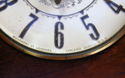 Vintage Lanshire Model t4 California Redwood Mantel Electric Clock Convex Glass - FranksFunkyStuff