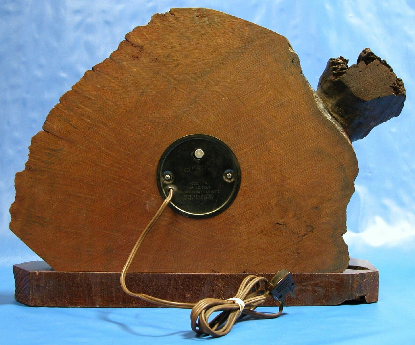 Vintage Lanshire Model t4 California Redwood Mantel Electric Clock Convex Glass - FranksFunkyStuff