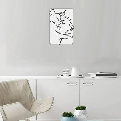 Vintage Metal Wall Art Girl & Cat Silhouette Sign - FranksFunkyStuff