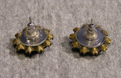 Vintage Onyx Starburts Flower Ear Ring Set With Gold Backing - FranksFunkyStuff