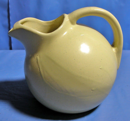 Vintage Pottery Yellow tilt ball water pitcher with ice lip - FranksFunkyStuff