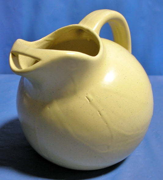 Vintage Pottery Yellow tilt ball water pitcher with ice lip - FranksFunkyStuff