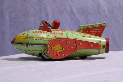 Vintage Schylling Rocket Racer Friction Drive Tin Toy "Rocket Racer" - FranksFunkyStuff