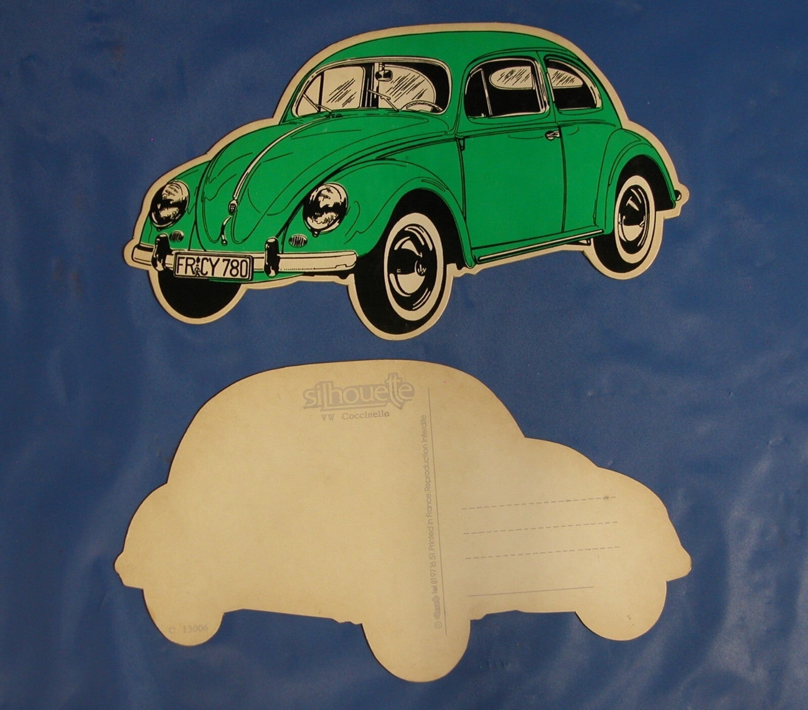VW Vintage Die Cut 1950's Volkswagen Bug Oval Window Post Card - FranksFunkyStuff