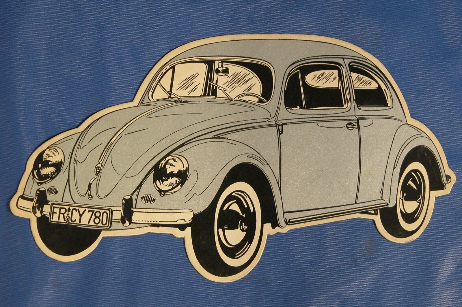 VW Vintage Die Cut 1950's Volkswagen Bug Oval Window Post Card - FranksFunkyStuff