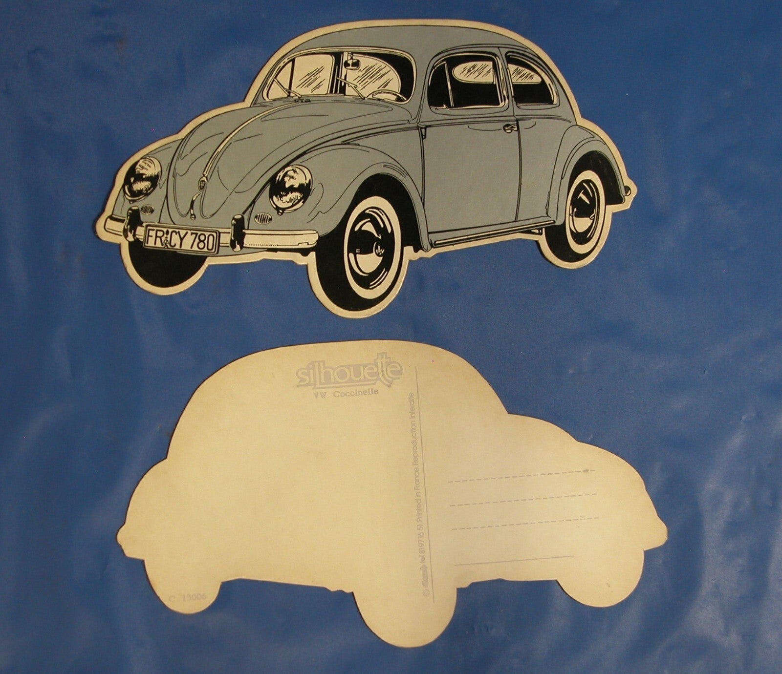 VW Vintage Die Cut 1950's Volkswagen Bug Oval Window Post Card - FranksFunkyStuff