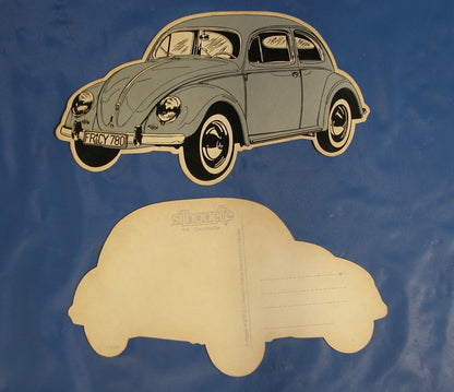 VW Vintage Die Cut 1950's Volkswagen Bug Oval Window Post Card - FranksFunkyStuff