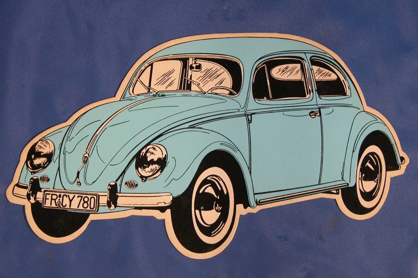 VW Vintage Die Cut 1950's Volkswagen Bug Oval Window Post Card - FranksFunkyStuff